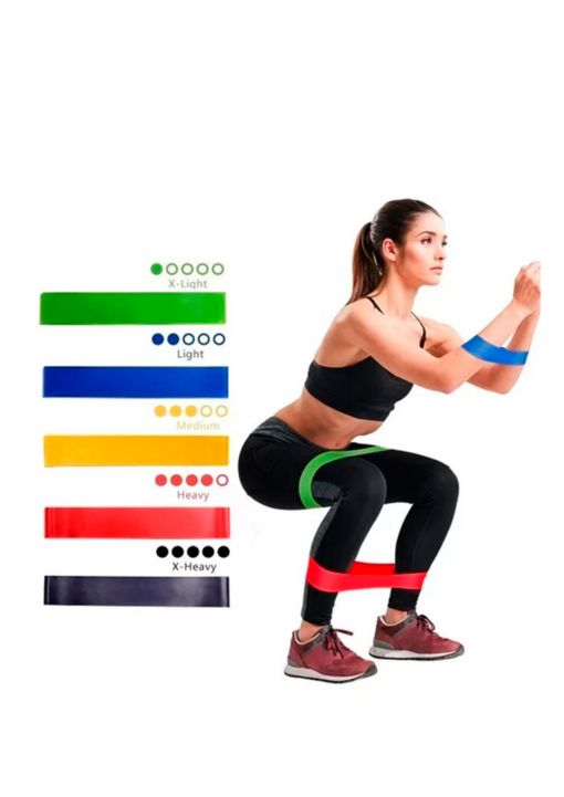 Set 5 bandas elásticas de varias resistencias para entrenamiento de fuerza